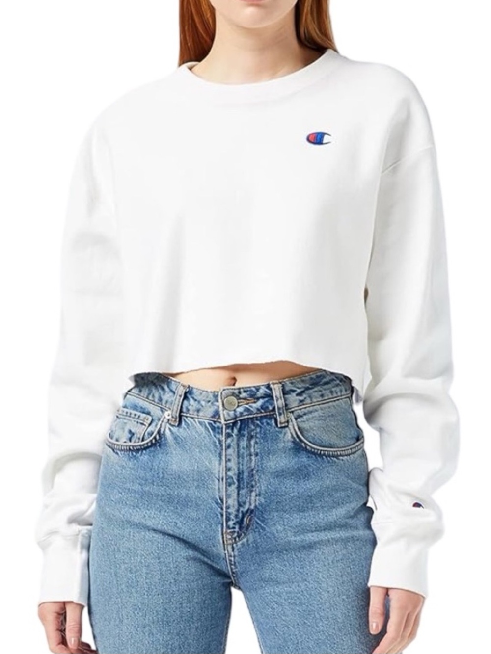 ▫️🕊️ Champion White Cropped‎ Crewneck Sweatshirt NWT 🕊️▫️